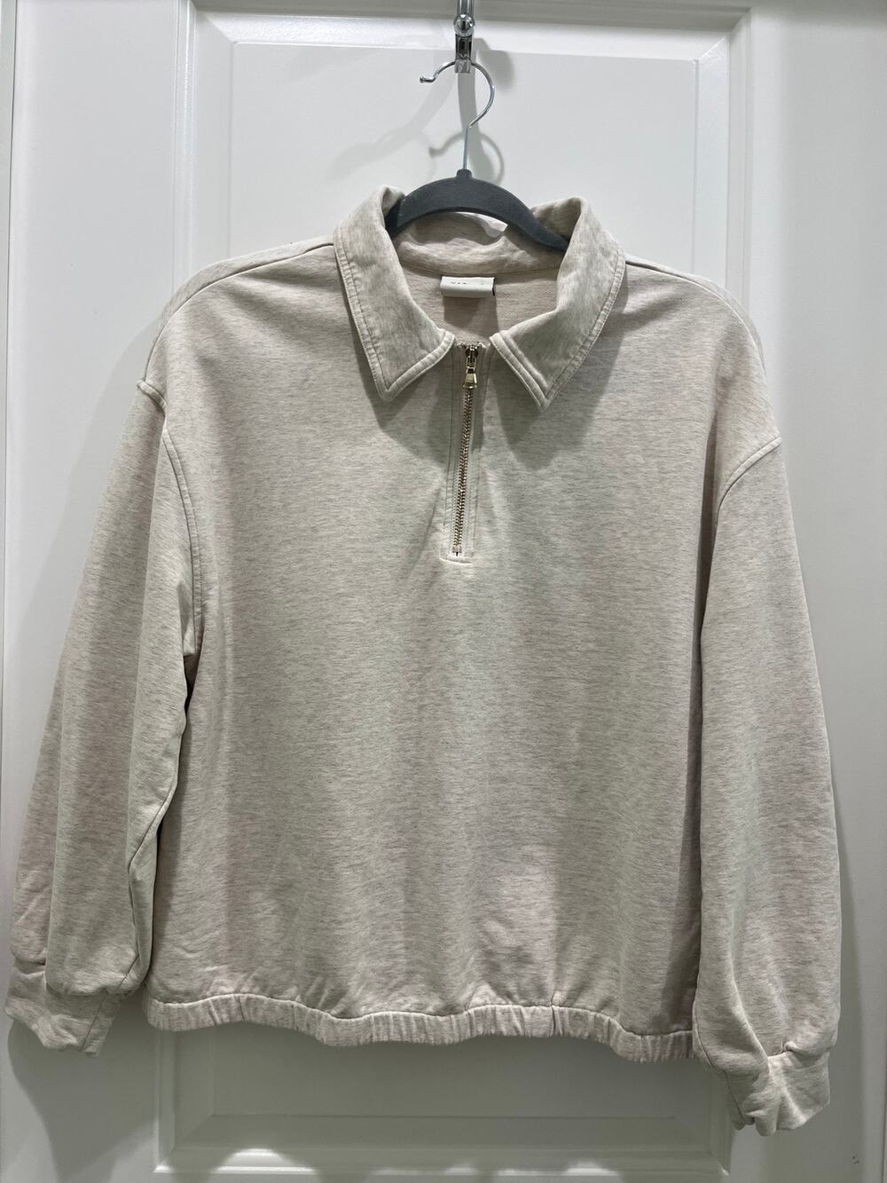 Varley Beige Half Zip Pull Over Sweatshirt Sz M